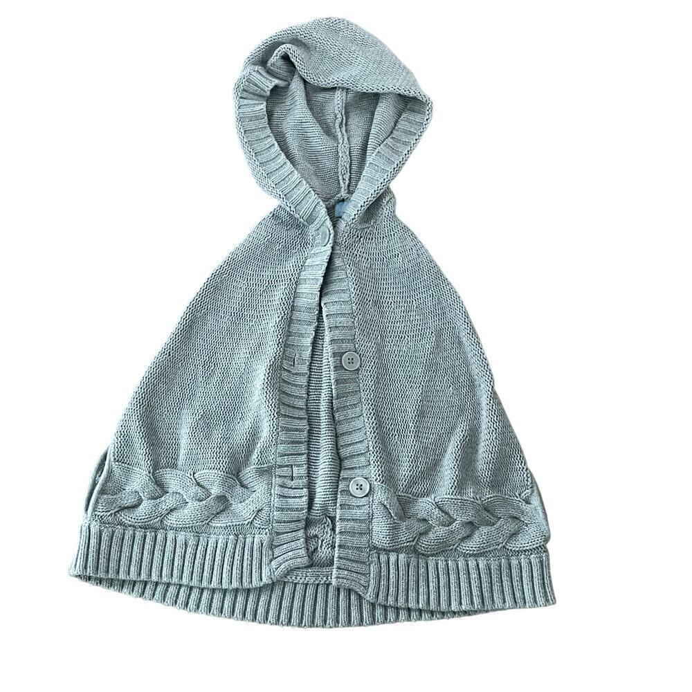 Baby Gap Gray Cable Hooded Poncho Sweater Girls Size 5